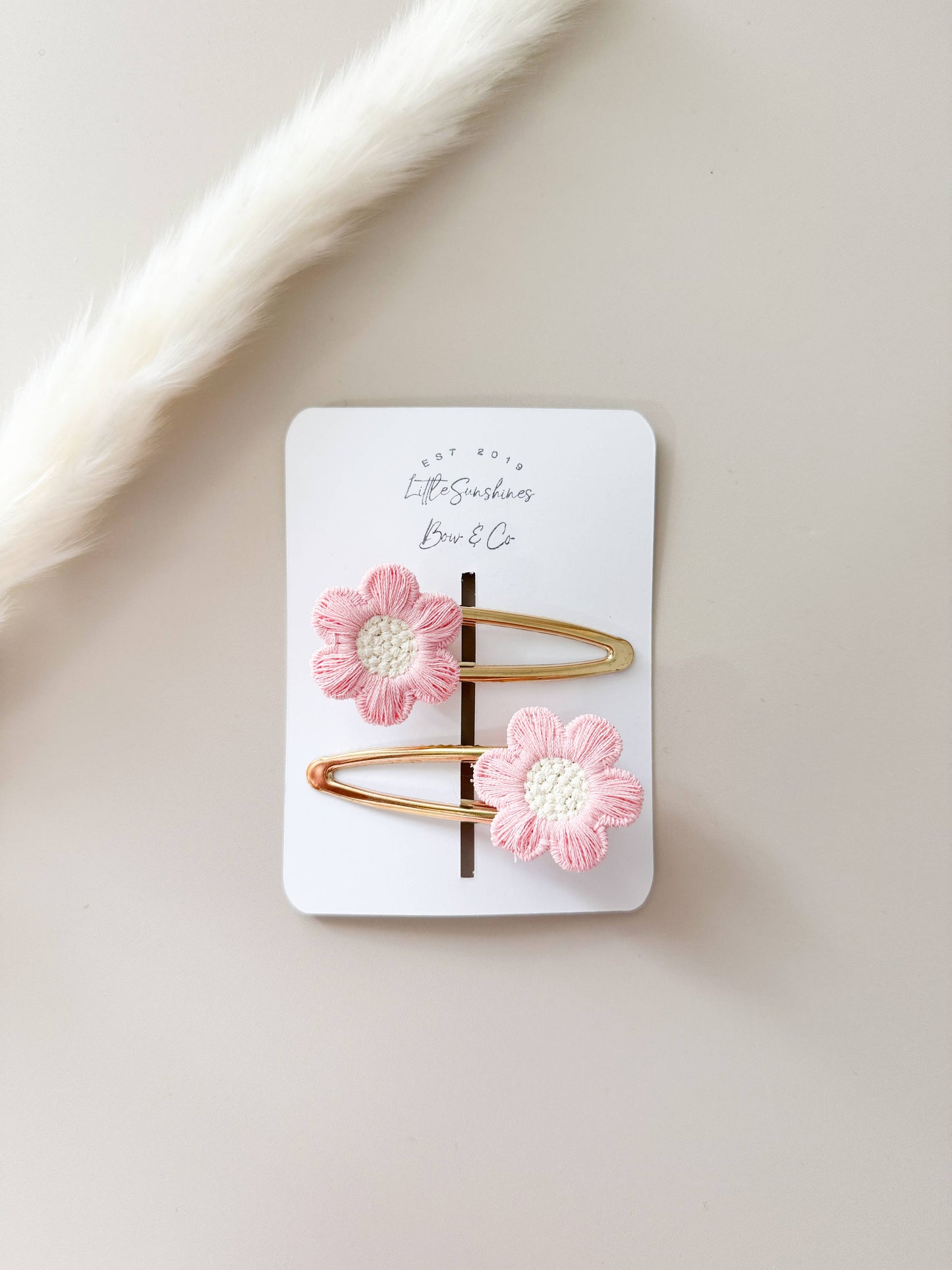 Flower Hair Clips- Set of 2 : Red