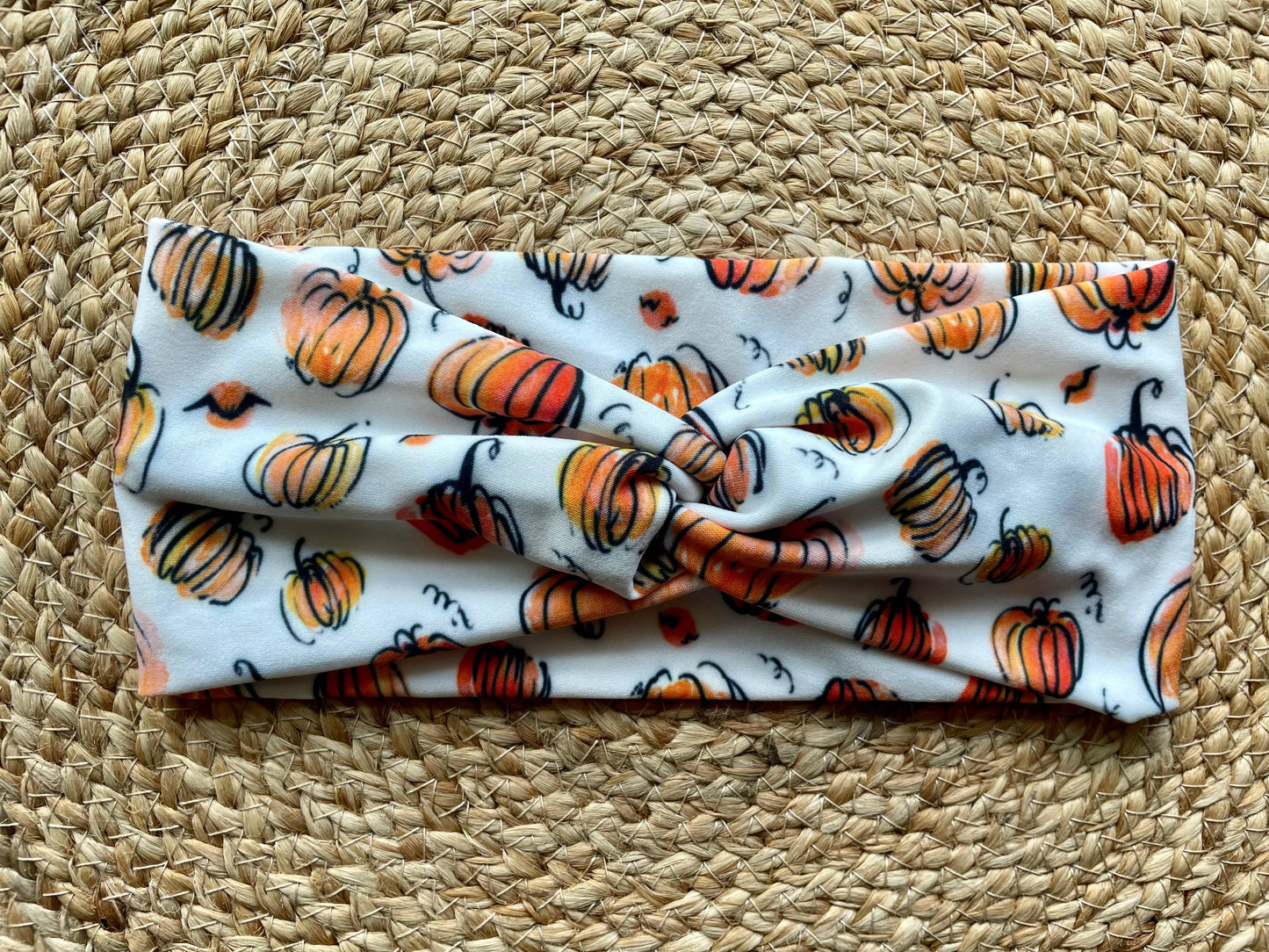 Whimsical Pumpkin Knit Twist Headband