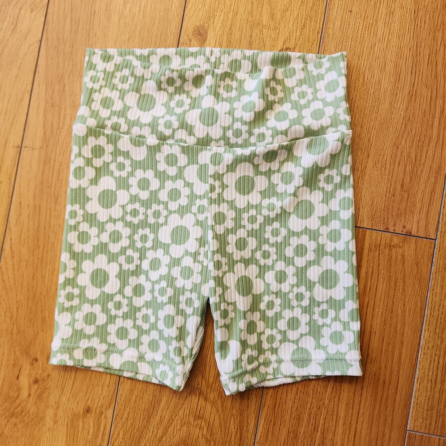 Green Flower Biker Shorts