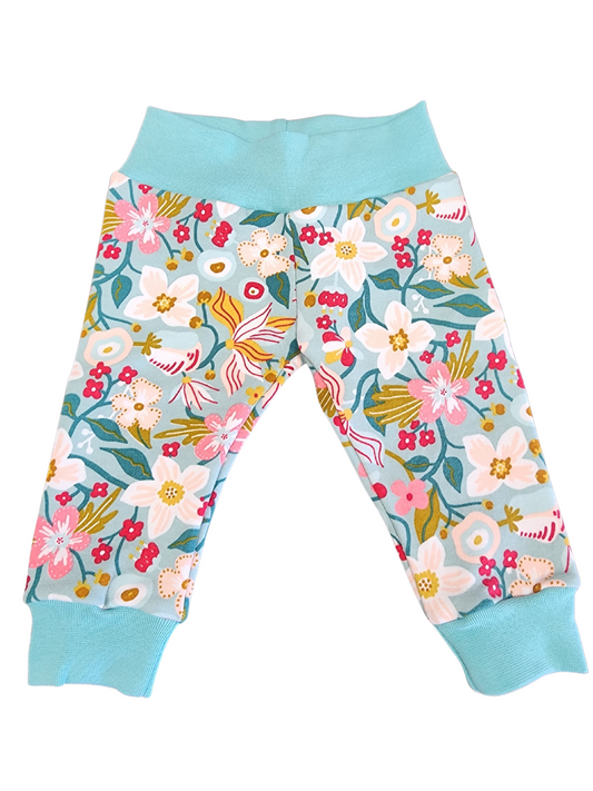 Blue Floral Leggings (sweatshirt material)