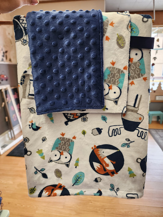 Woodland Critters Minky Blanket, snuggle baby