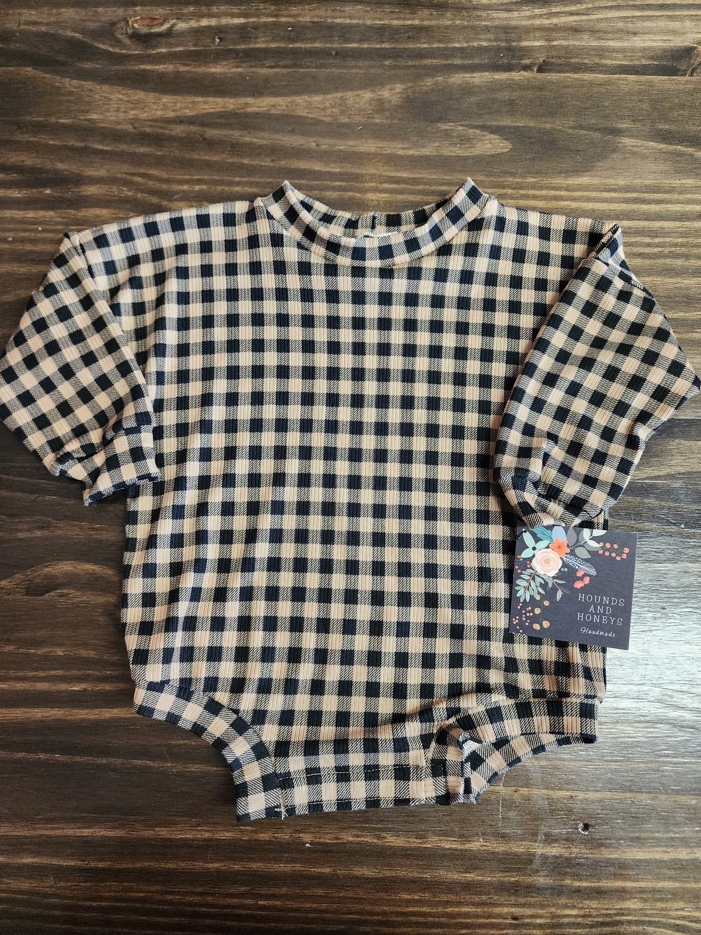 Mocha Buffalo Plaid Bubble Romper