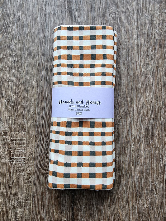 Navy and Gold Knit Swaddle Blanket