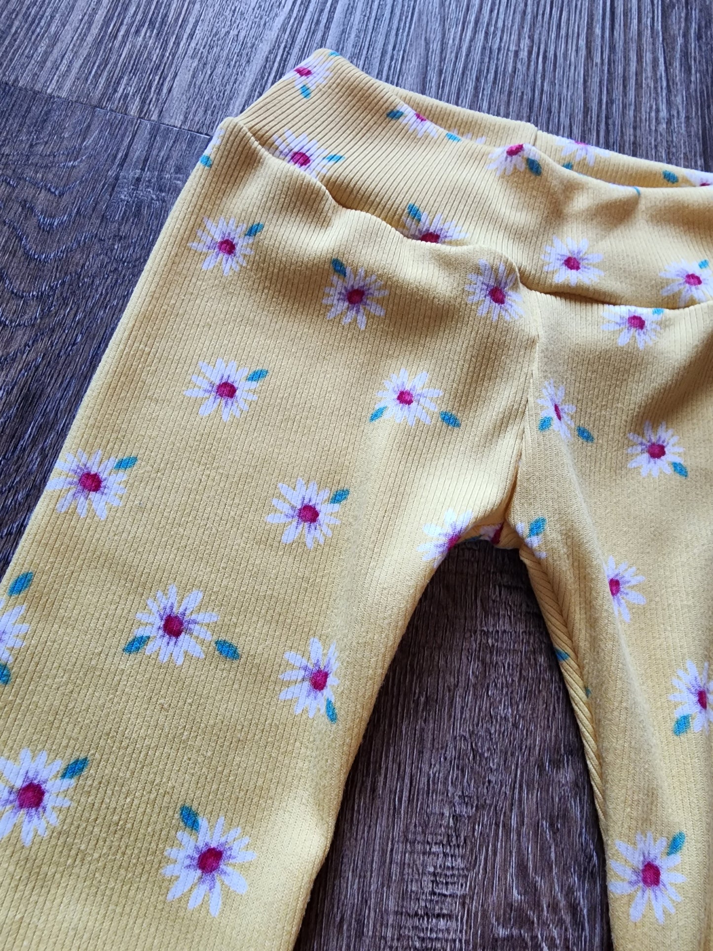 Yellow Ribbed Knit Leggings