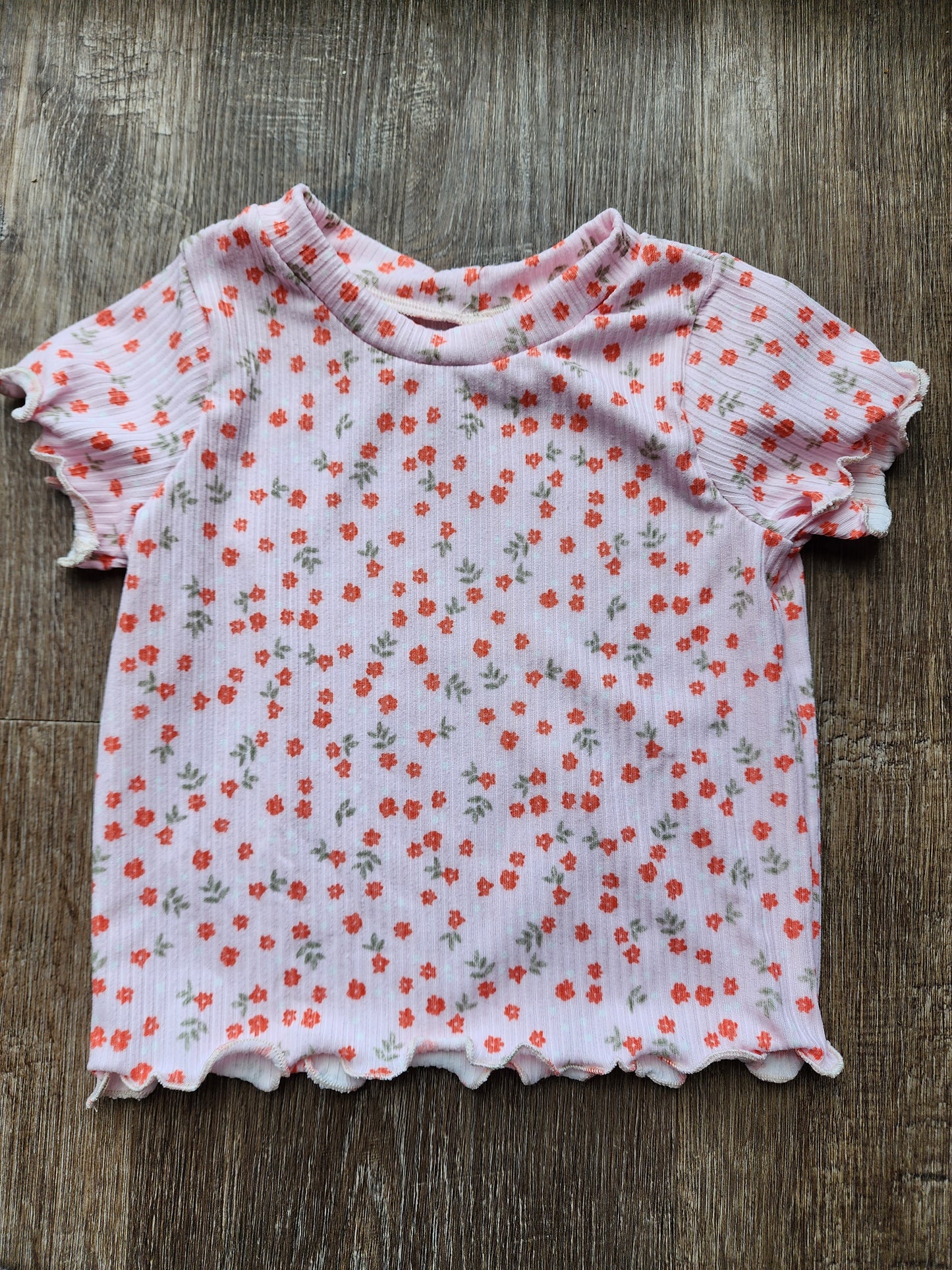 Ribbed Knit Floral Tee