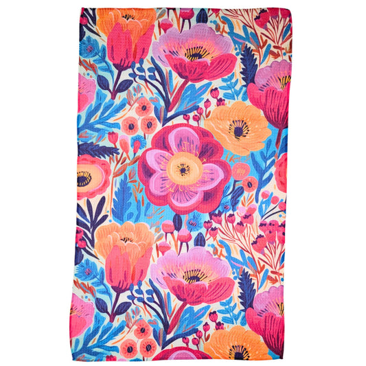 Summer Flower Bloom Kitchen Waffle Towels - Home Decor