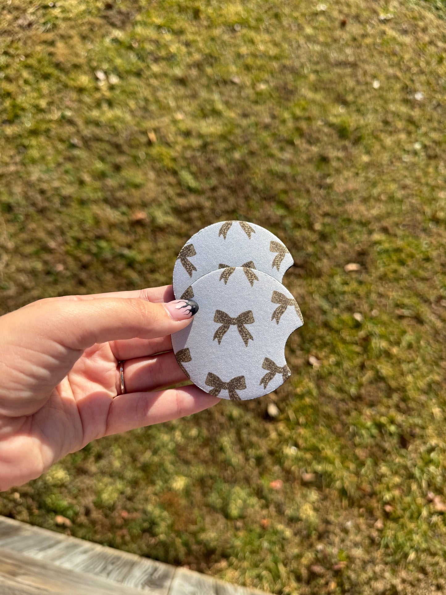 Cheetah Bow Car Coaster Set