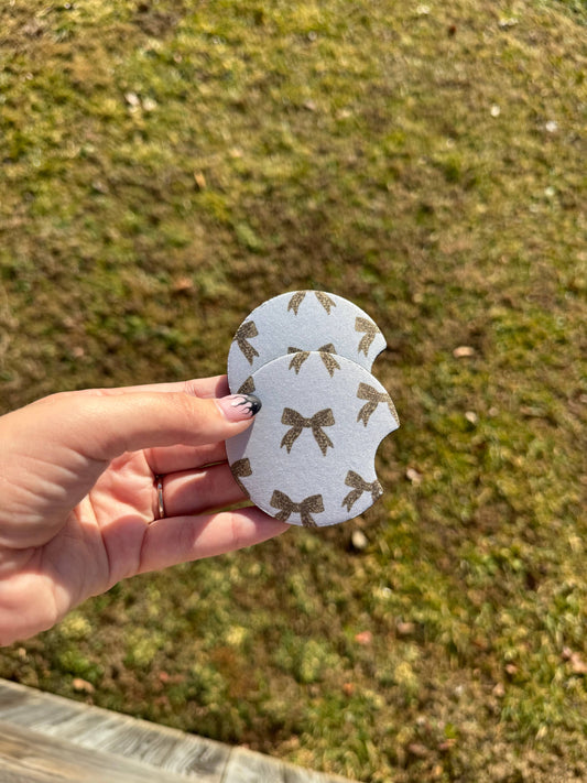 Cheetah Bow Car Coaster Set