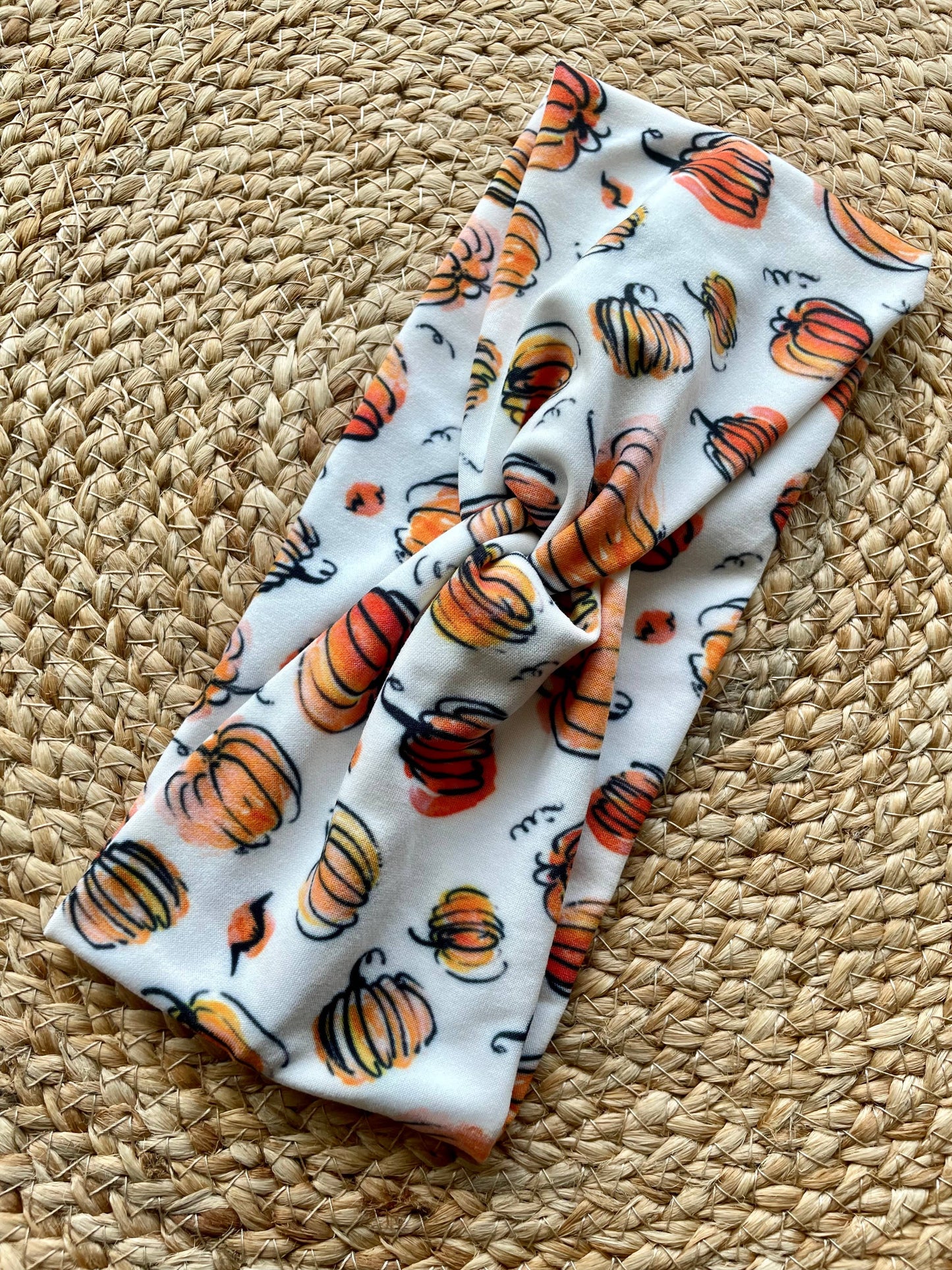 Whimsical Pumpkin Knit Twist Headband