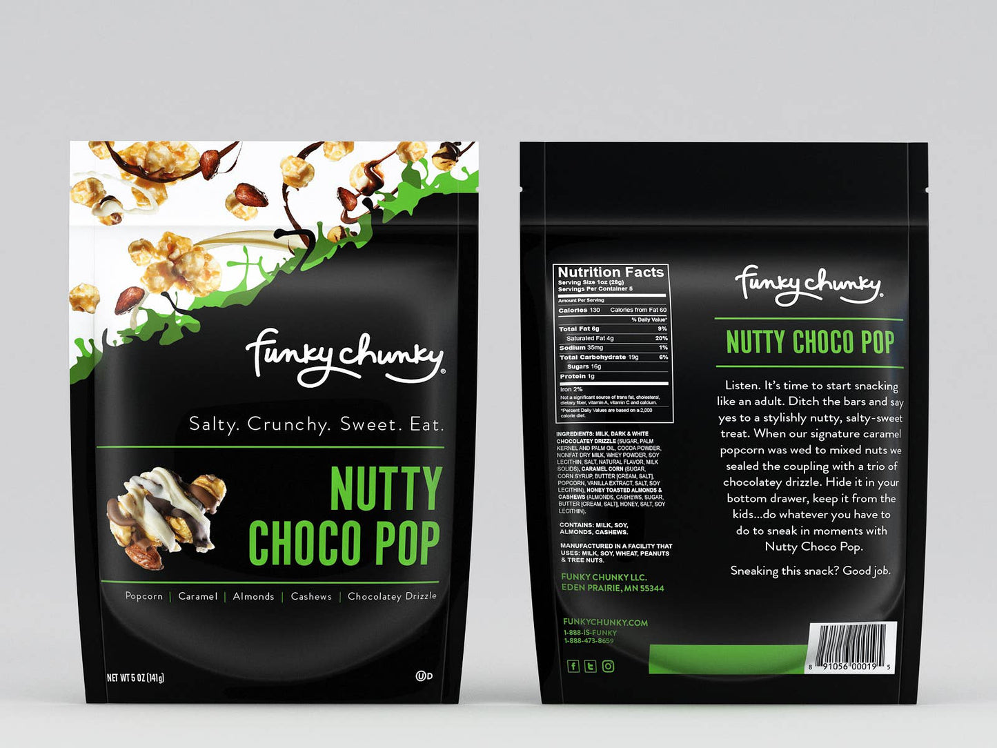 Nutty Choco Pop | Caramel Corn Chocolate Popcorn | 5-ounce Bags