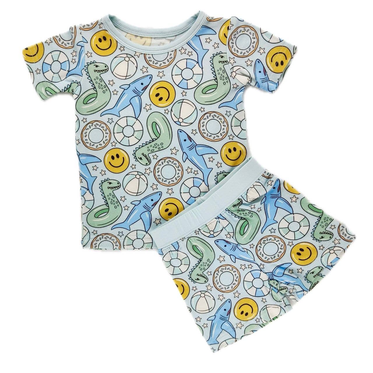 Blue Beach Babe Bamboo Shorts Set