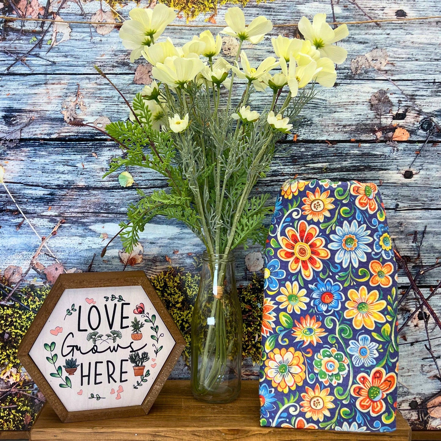Southwestern Floral Pattern Kitchen Towel + Hanging Loop