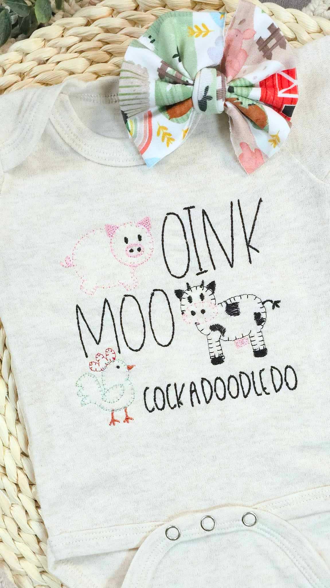 Baby Romper | Farm Animals - Oink Moo CockadoodleDo