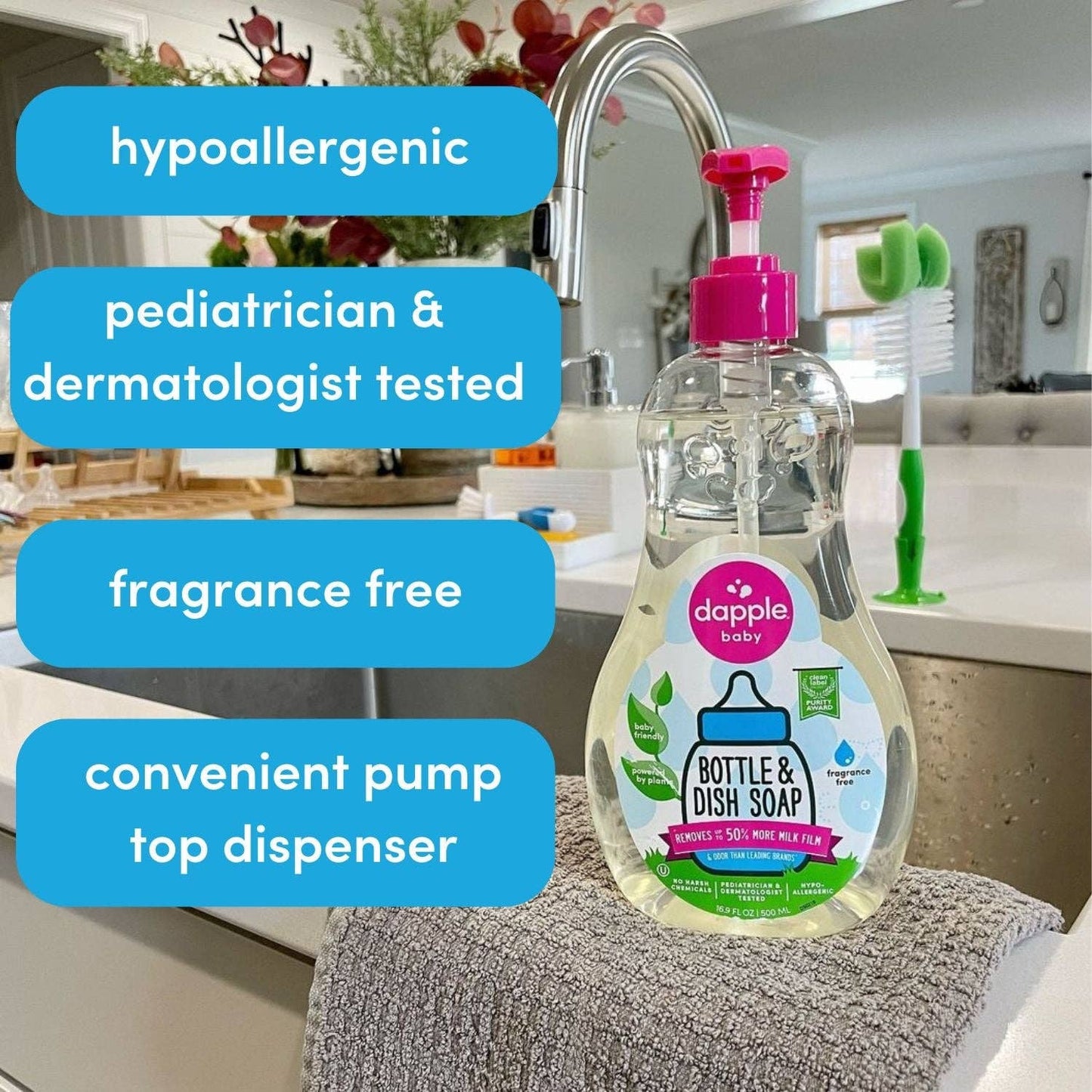 Dapple Baby Bottle & Dish Soap-Fragrance Free 16.9 oz.