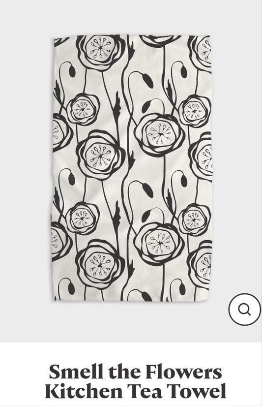 Smell the Flowers Geometry Tea Towel