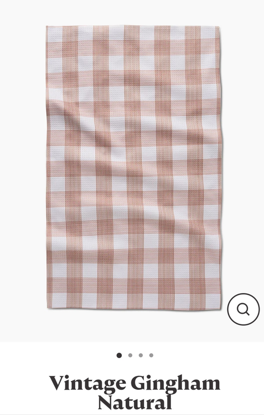 Vintage Gingham Geometry Tea Towel