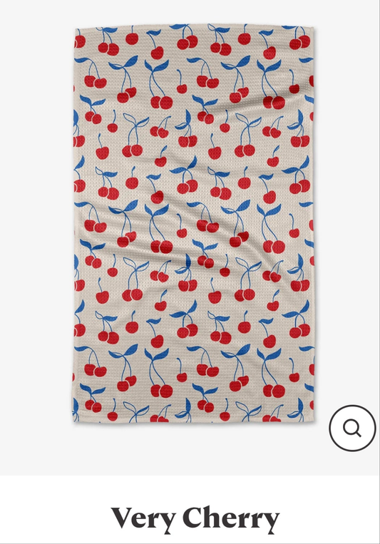 Very Cherry Geometry Tea Towel