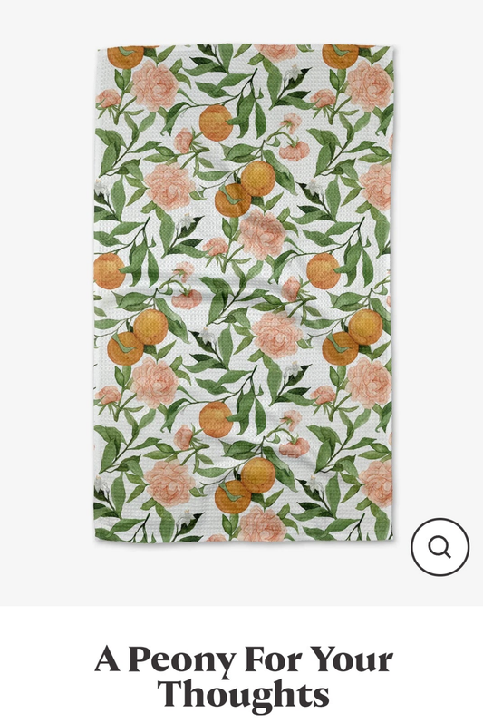 Peony Geometry Tea Towel