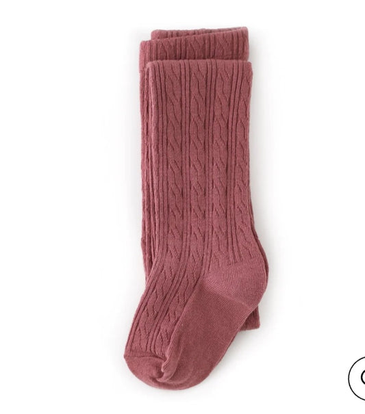 Mauve Rose Cable Knit Tights