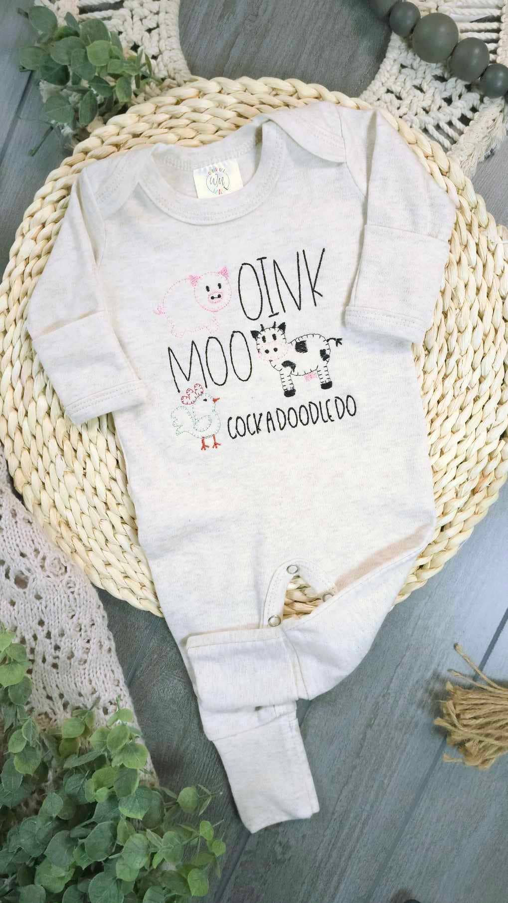 Baby Romper | Farm Animals - Oink Moo CockadoodleDo