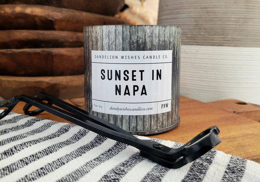 12 oz. Rustic Galvanized Tin Candle: Sunset in Napa - Complex and beautiful with earthy greens and grapes blended with a hint of cream for warmth.
