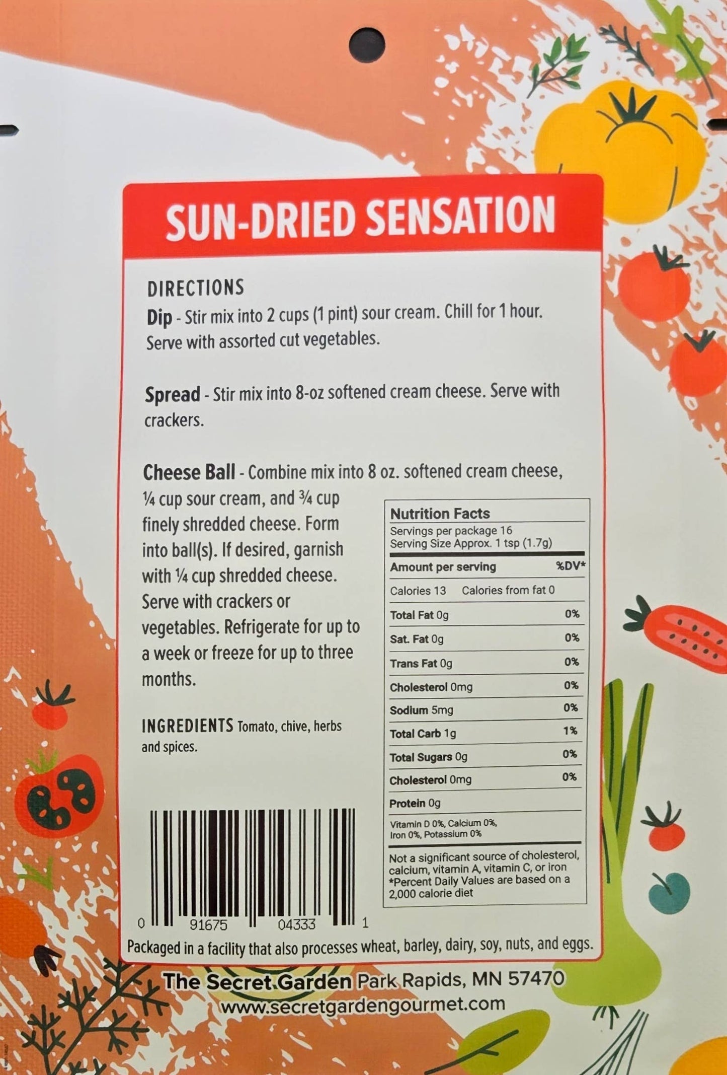 Garden Tomato Dip Mix
