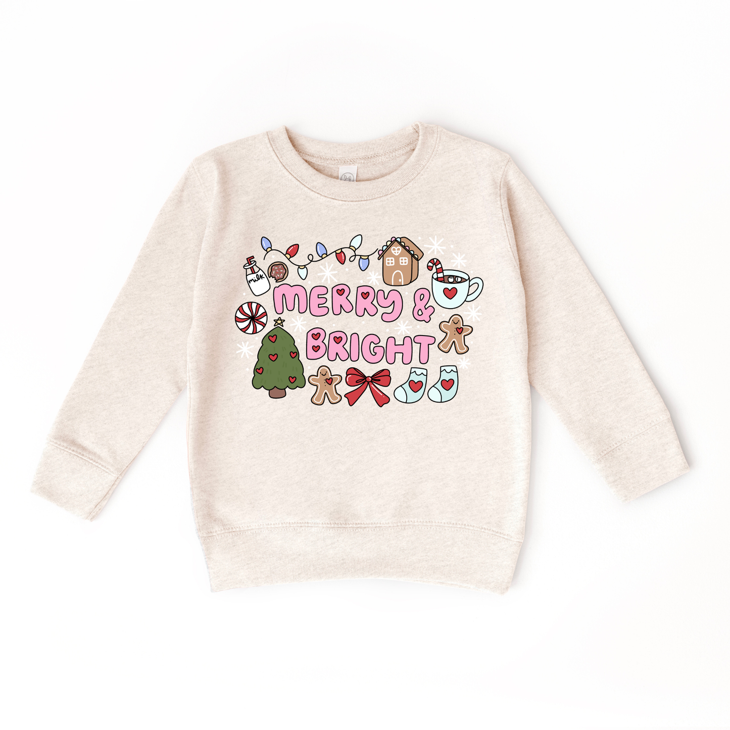 Merry and Bright Kids Christmas Pullover Sweatshirt