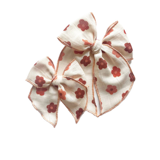 Gauze Cream Fall Daisies Elle Bow