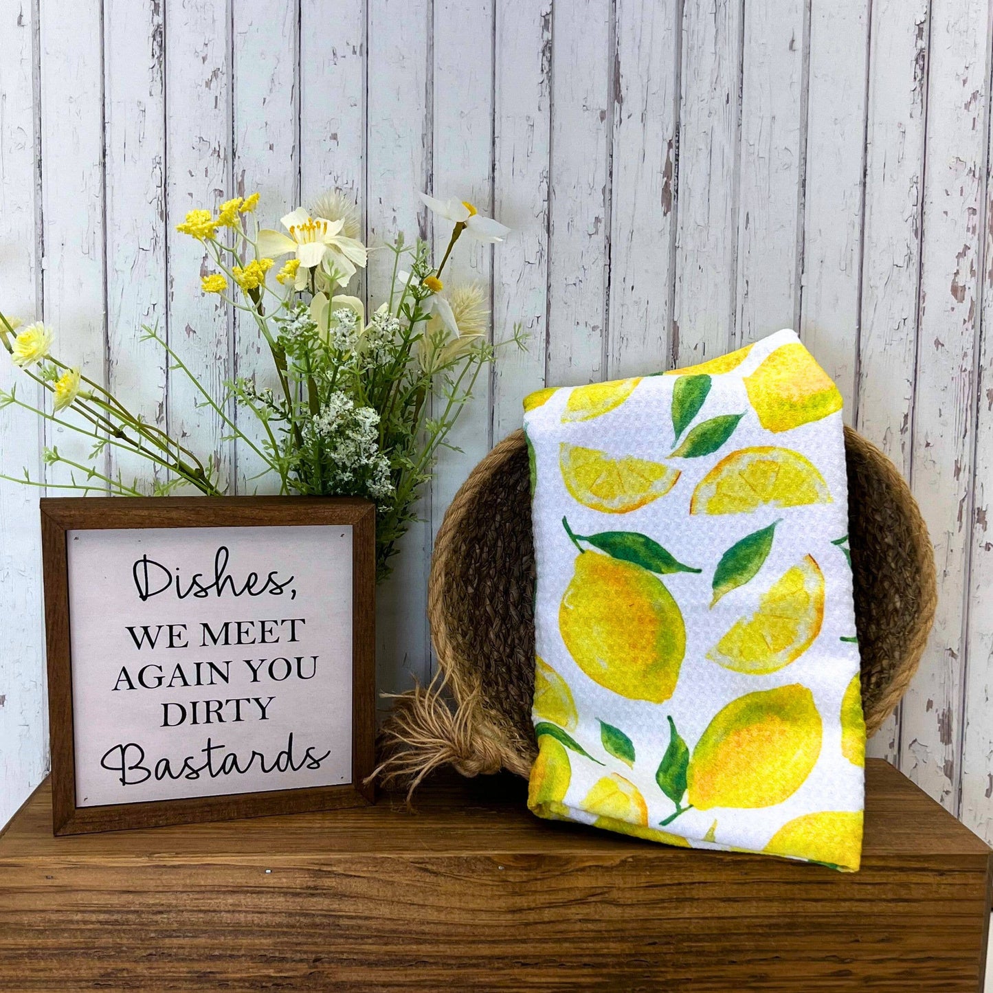 Lemon Kitchen Decor Waffle Kitchen Tea Towels