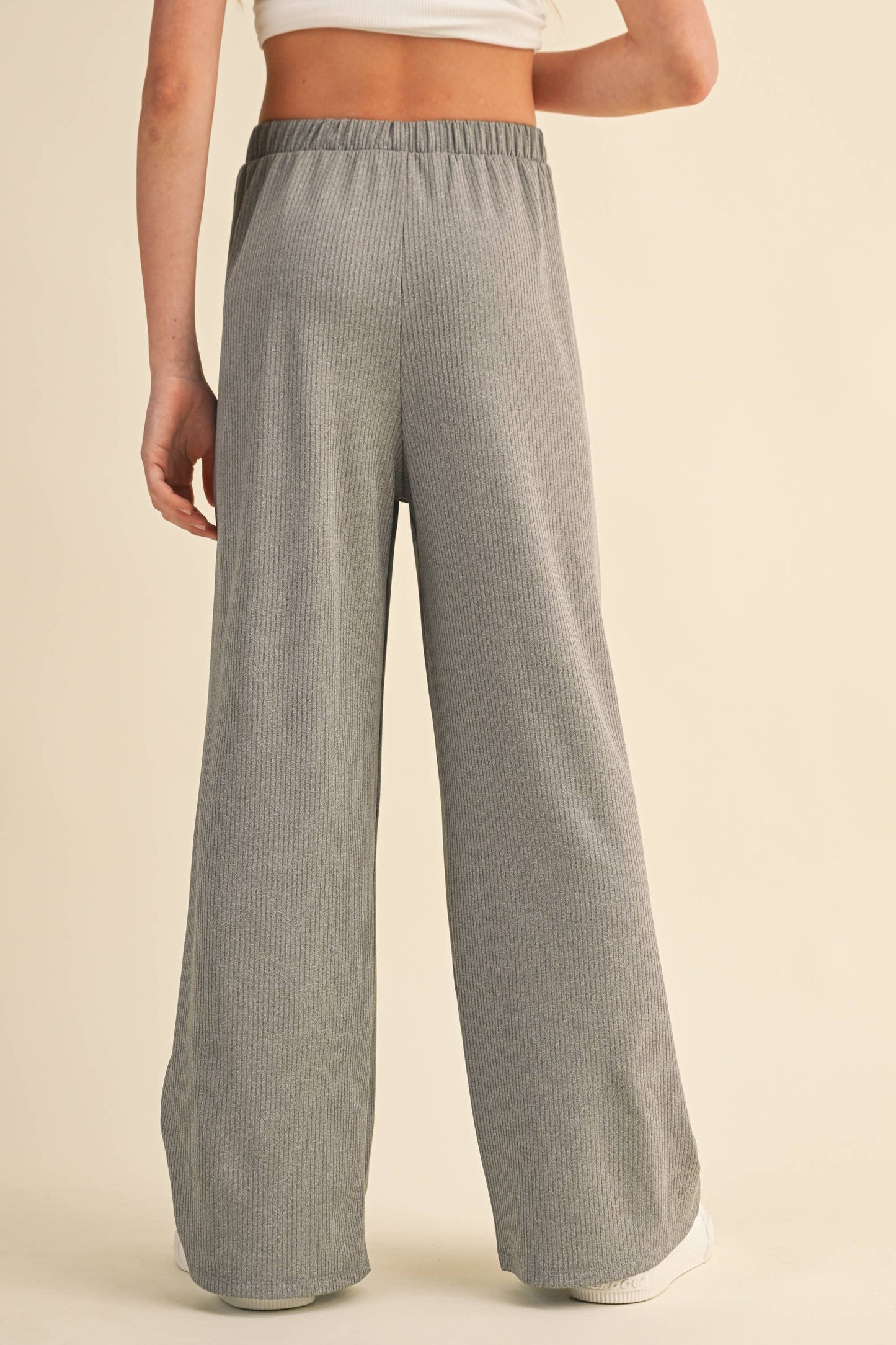 TWEEN KIDS GIRLS WIDE LEG PULL ON RIB KNIT PANTS