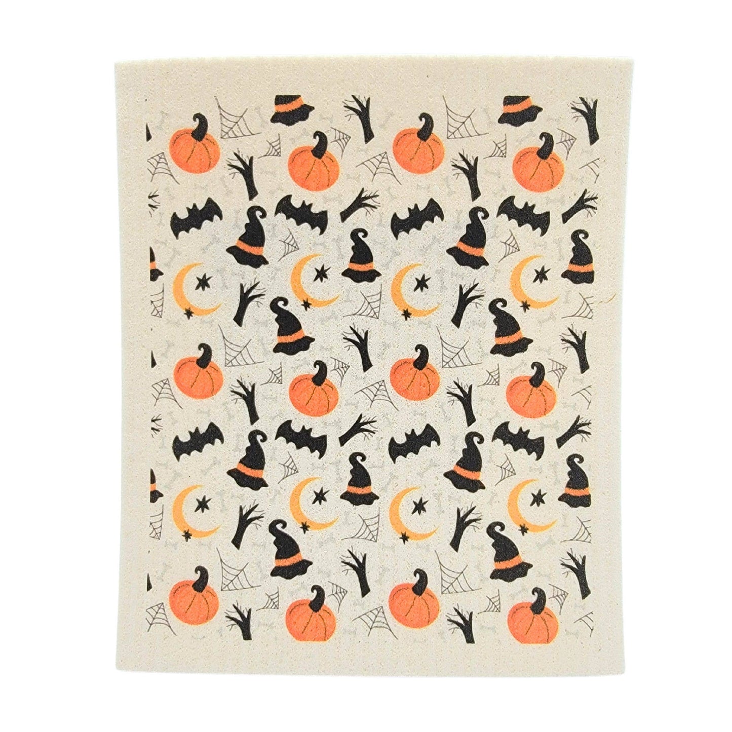 Halloween Witch Hat Pumpkin Swedish Dishcloth - Fall Decor