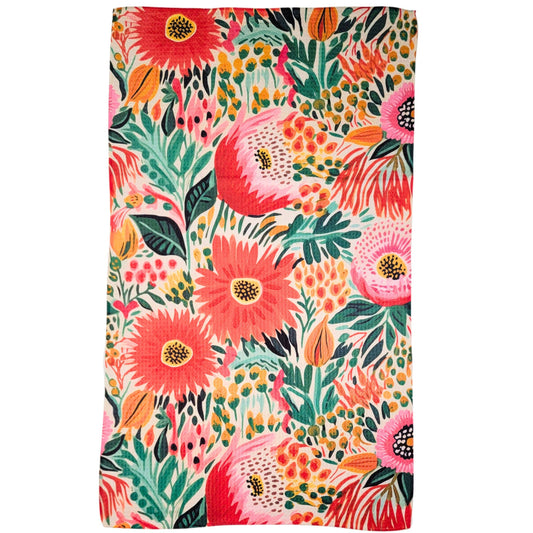 Tropical Summer Flowers Kitchen Waffle Towels - Home Decor