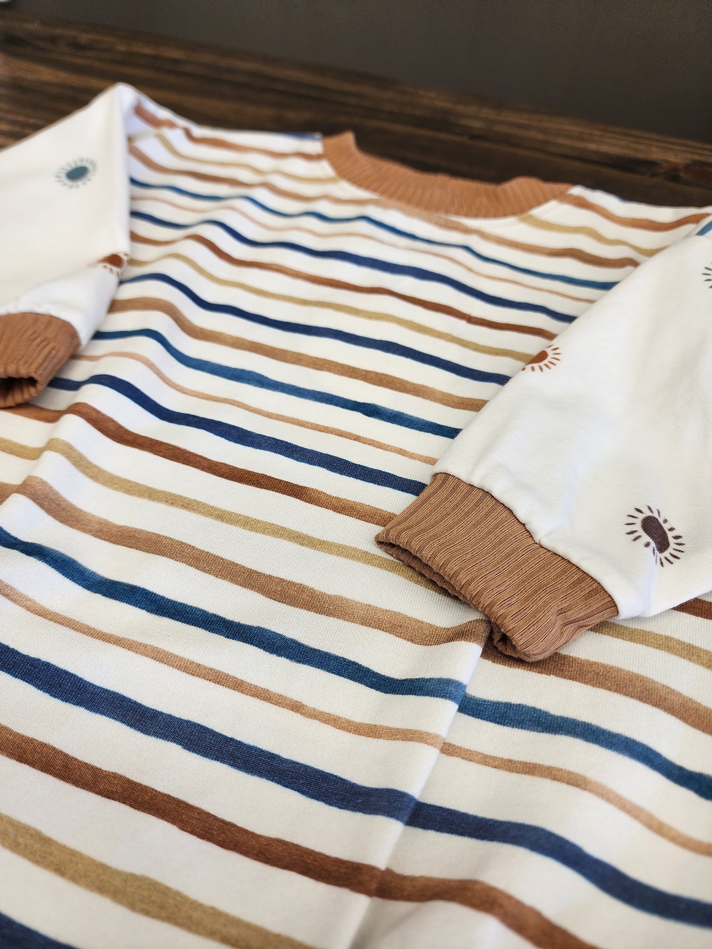 Neutral Stripe Bubble Romper