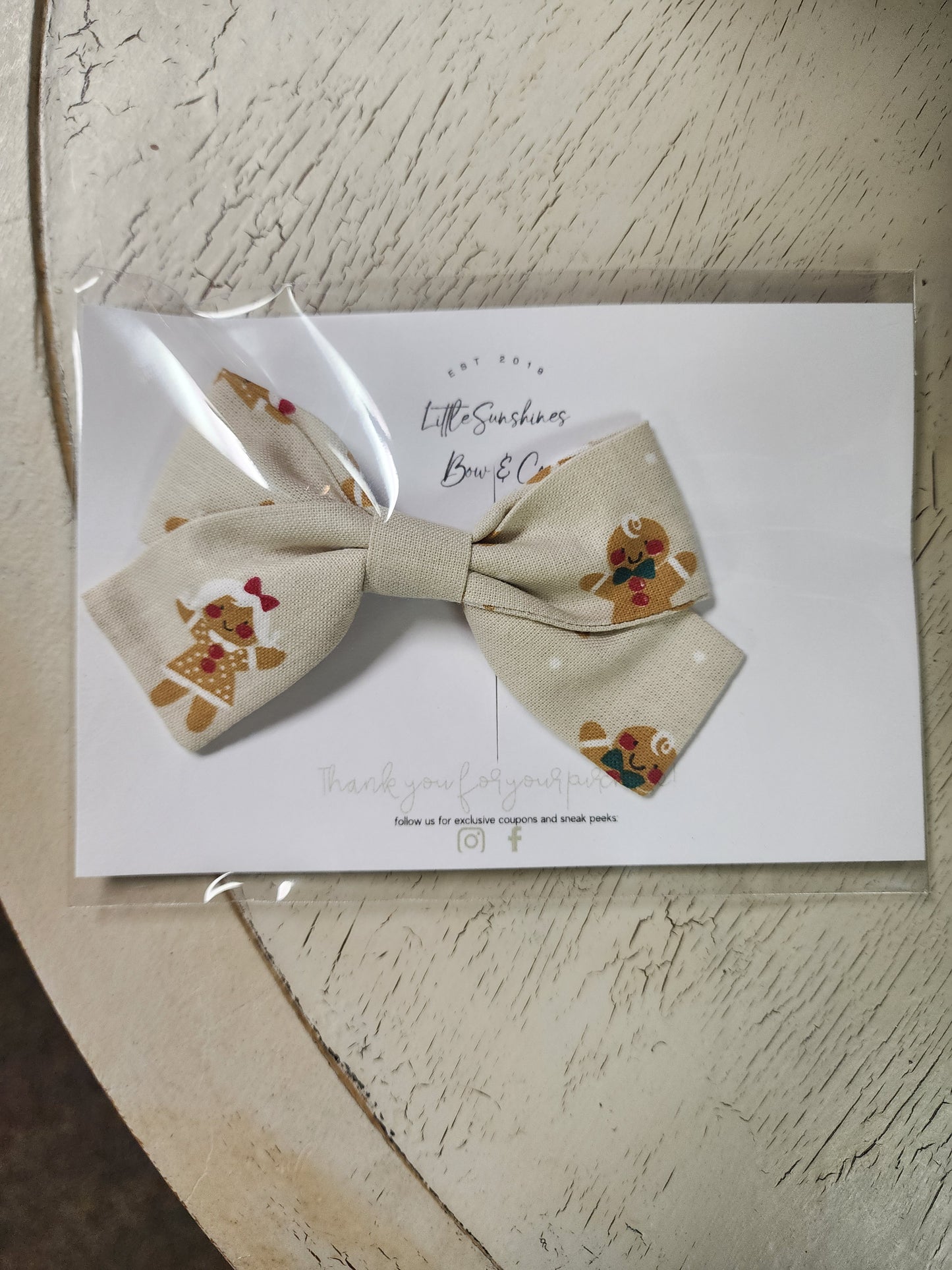 Gingerbread Men Christmas Pinwheel Hair Bow : Alligator Clip