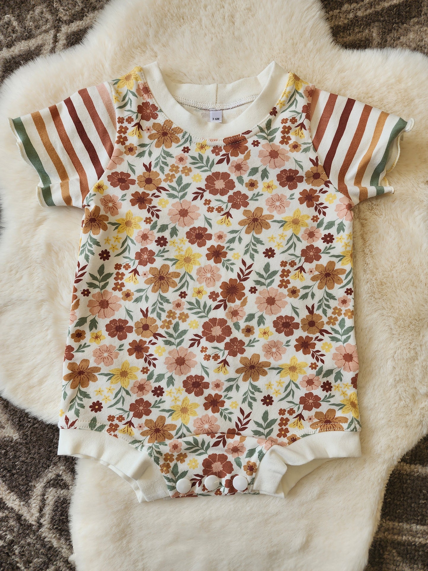 Flower + Stripes Romper