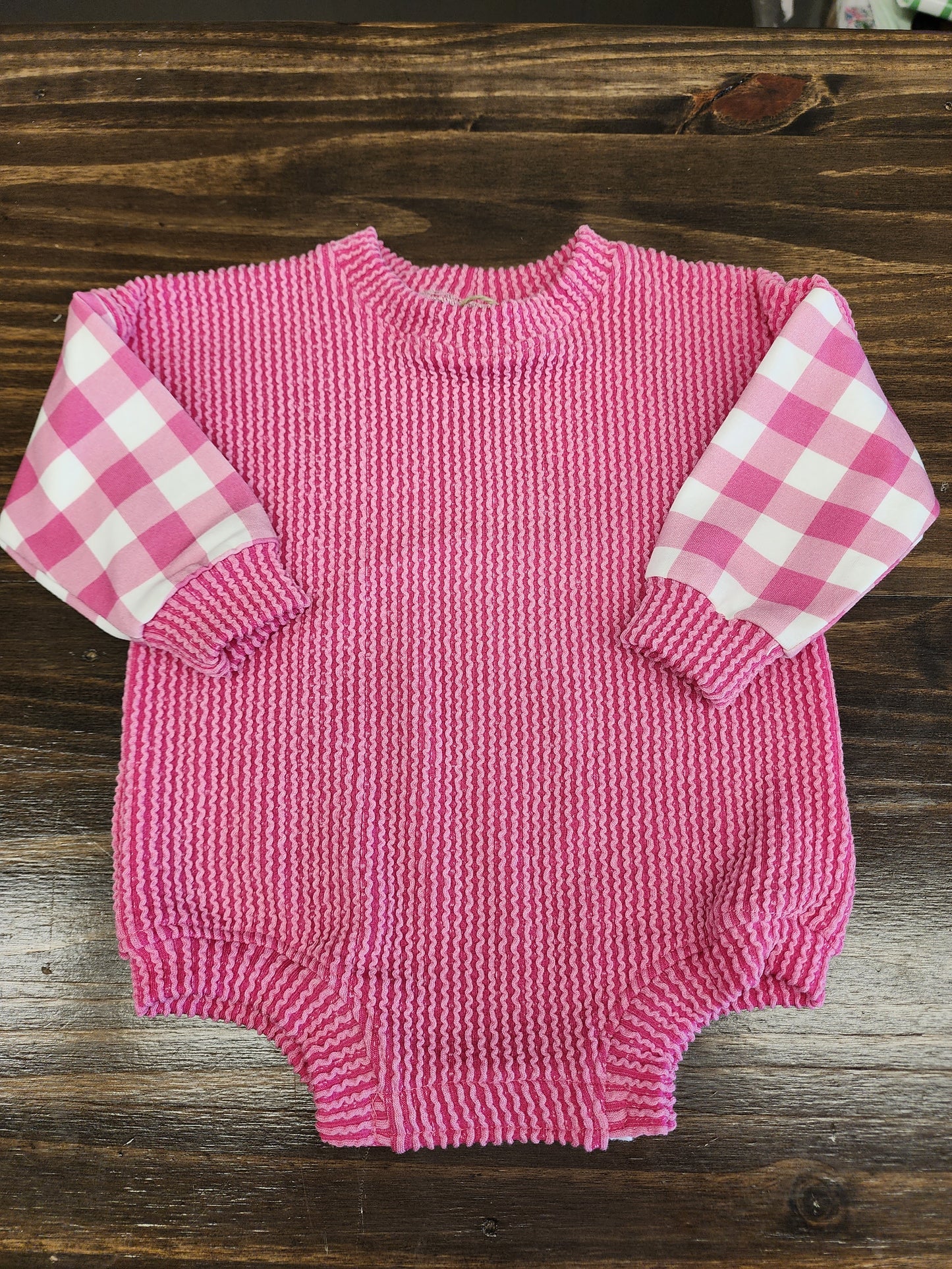 Pink Ribbed Bubble Romper