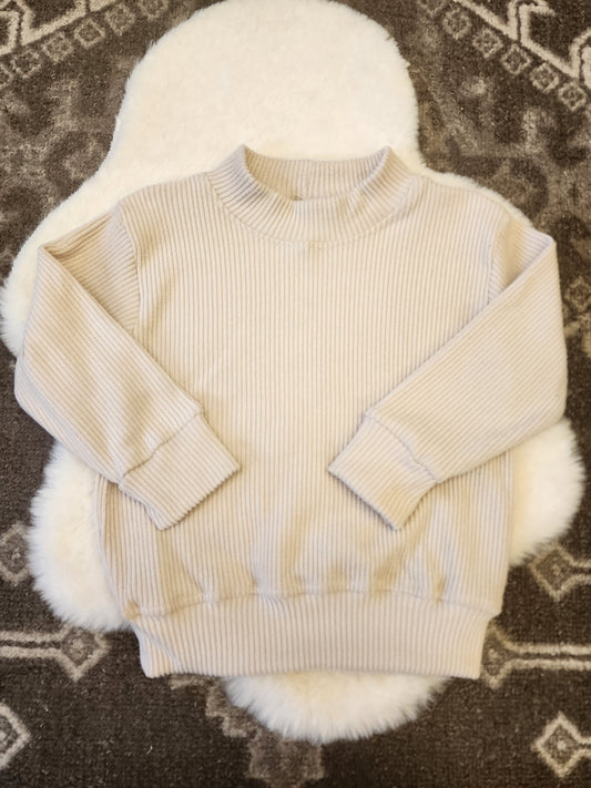 Tan Ribbed Handmade Crewneck