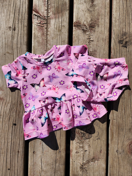 Purple Butterfly Peplum Set