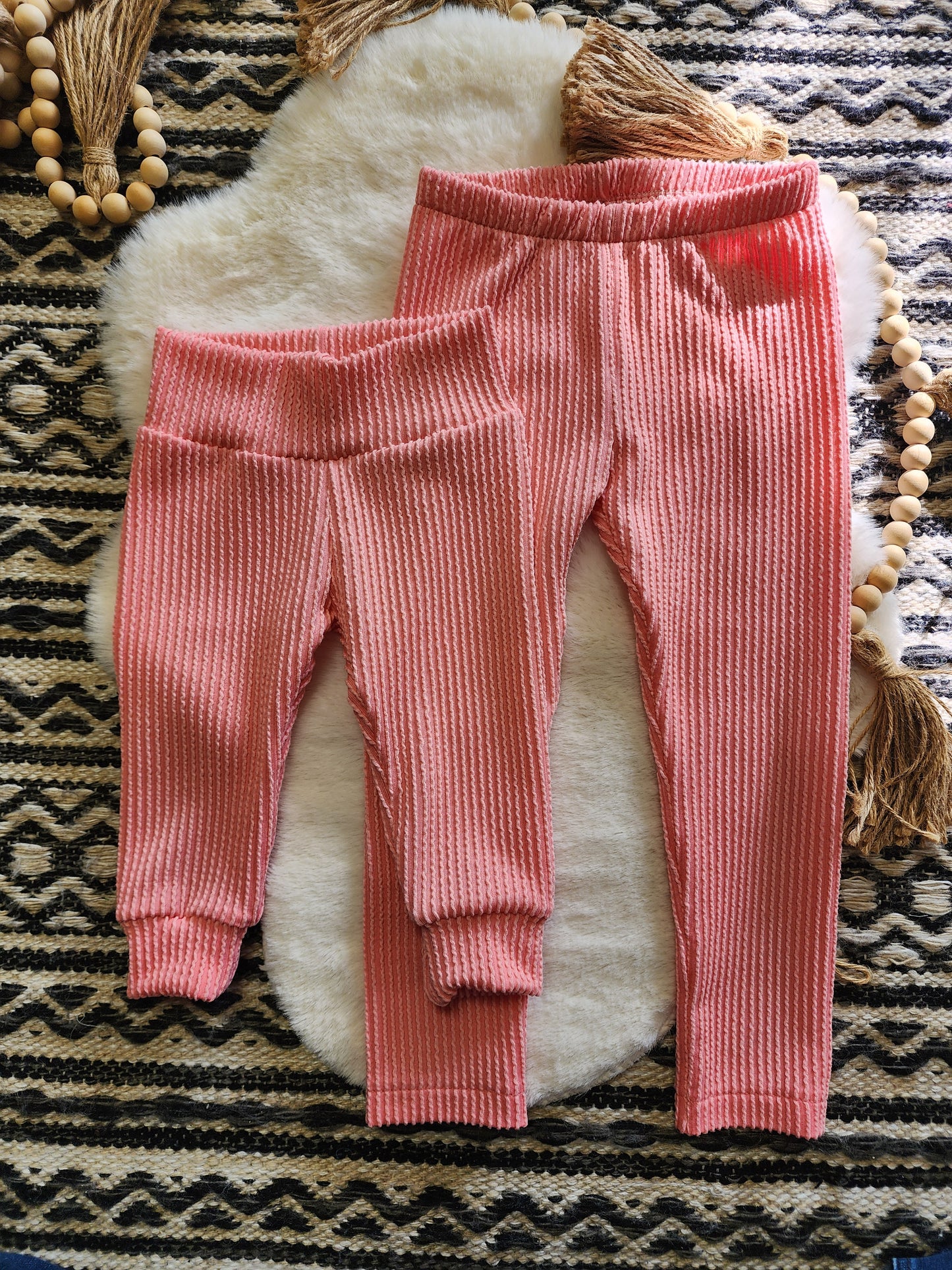 Bright Coral Urban Ribbed Leggings