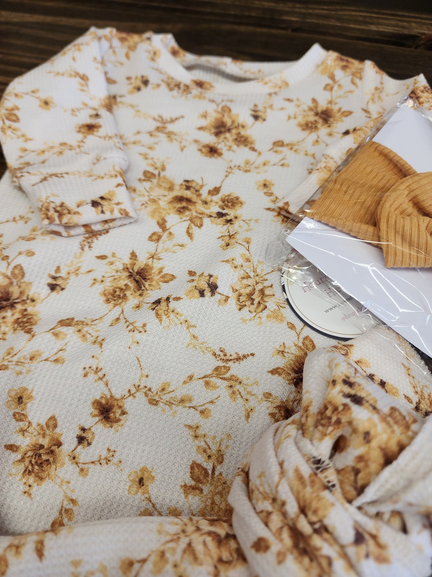 Gold Floral Handmade Knotted Baby Gown
