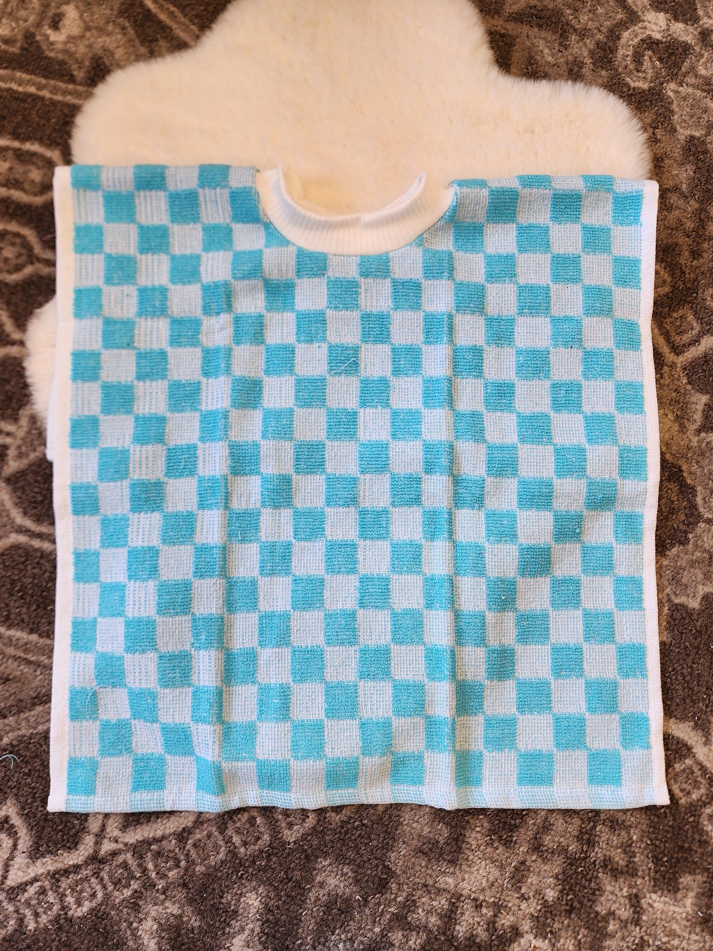 Blue Checkered Towel Bib