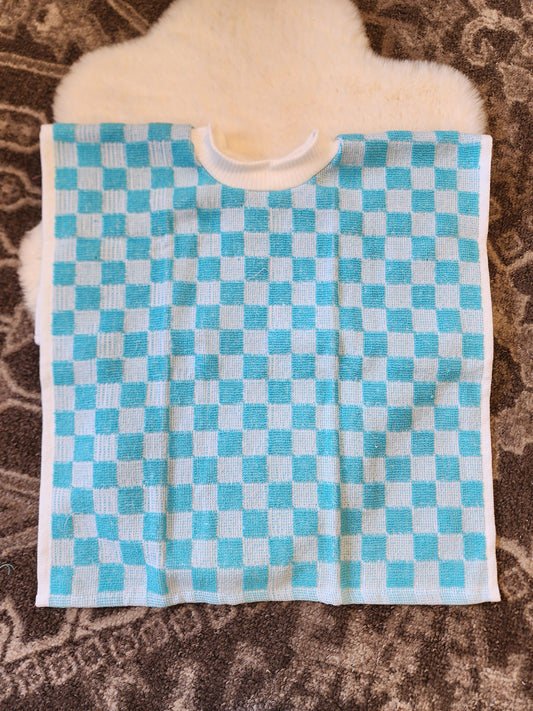 Blue Checkered Towel Bib