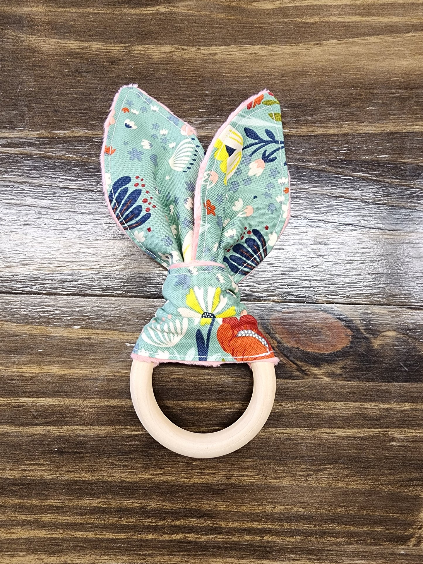 Teal Floral Teether