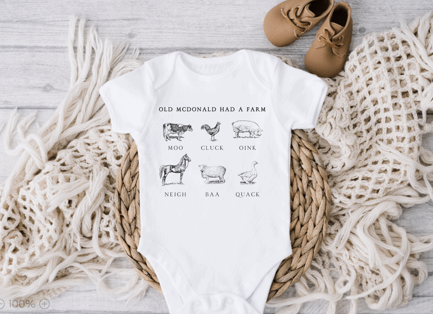 Old McDonald Onesie Long Sleeves Bodysuit