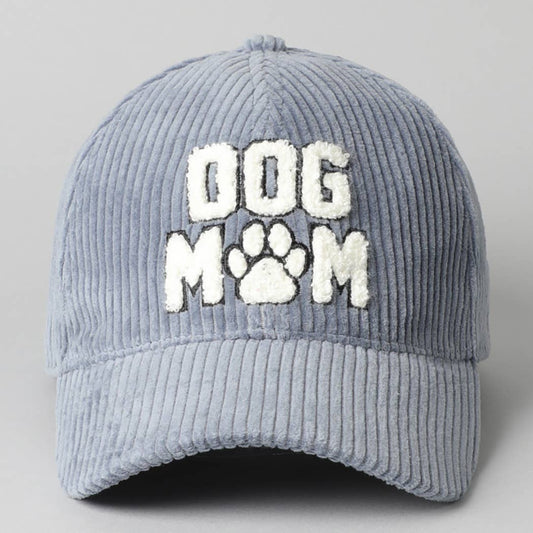 DOG MOM 3D Embroidered Corduroy Baseball Cap