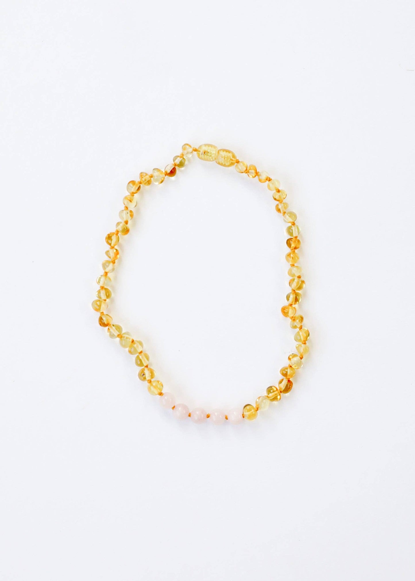 Polished Honey Amber + Rose Quartz || Necklace