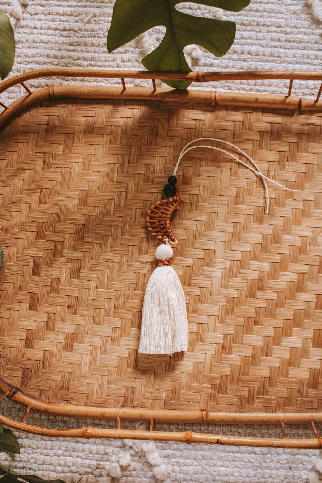 Rattan Oil Diffuser Car Charm / Boho Mini Macrame Hanging