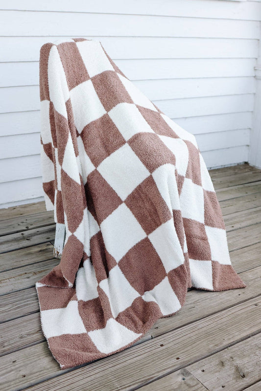 Emerlie Love Luxe Blankets - Checkered: Umber Brown