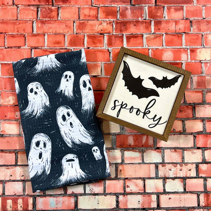 Ghost On Halloween Waffle Kitchen Tea Towel