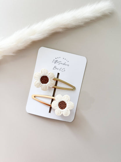 Flower Hair Clips- Set of 2 : Red